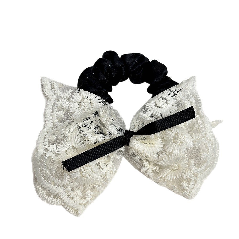 Women's Sweet Lace Bowknot Hair Tie Retro Embroidery Double Layer Hair Band