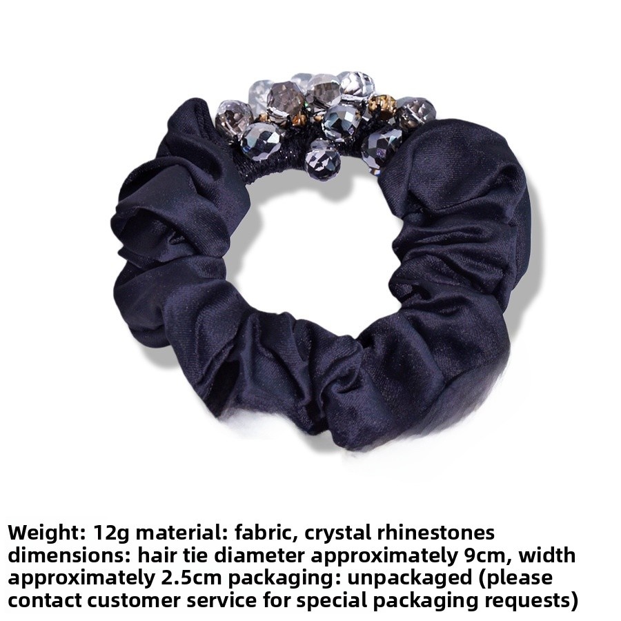 Women's Handmade Crystal Satin Hair Tie High Elasticity Glam Hair Accessory