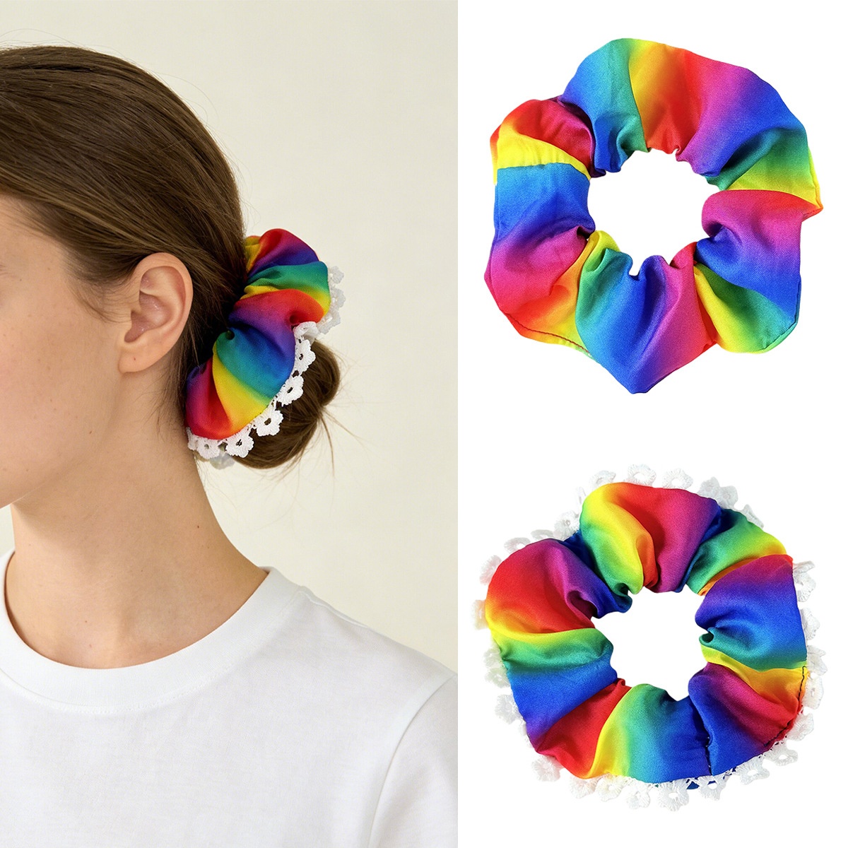 Women's Stylish All-Season Cloth Hair Tie Vibrant Rainbow Colors