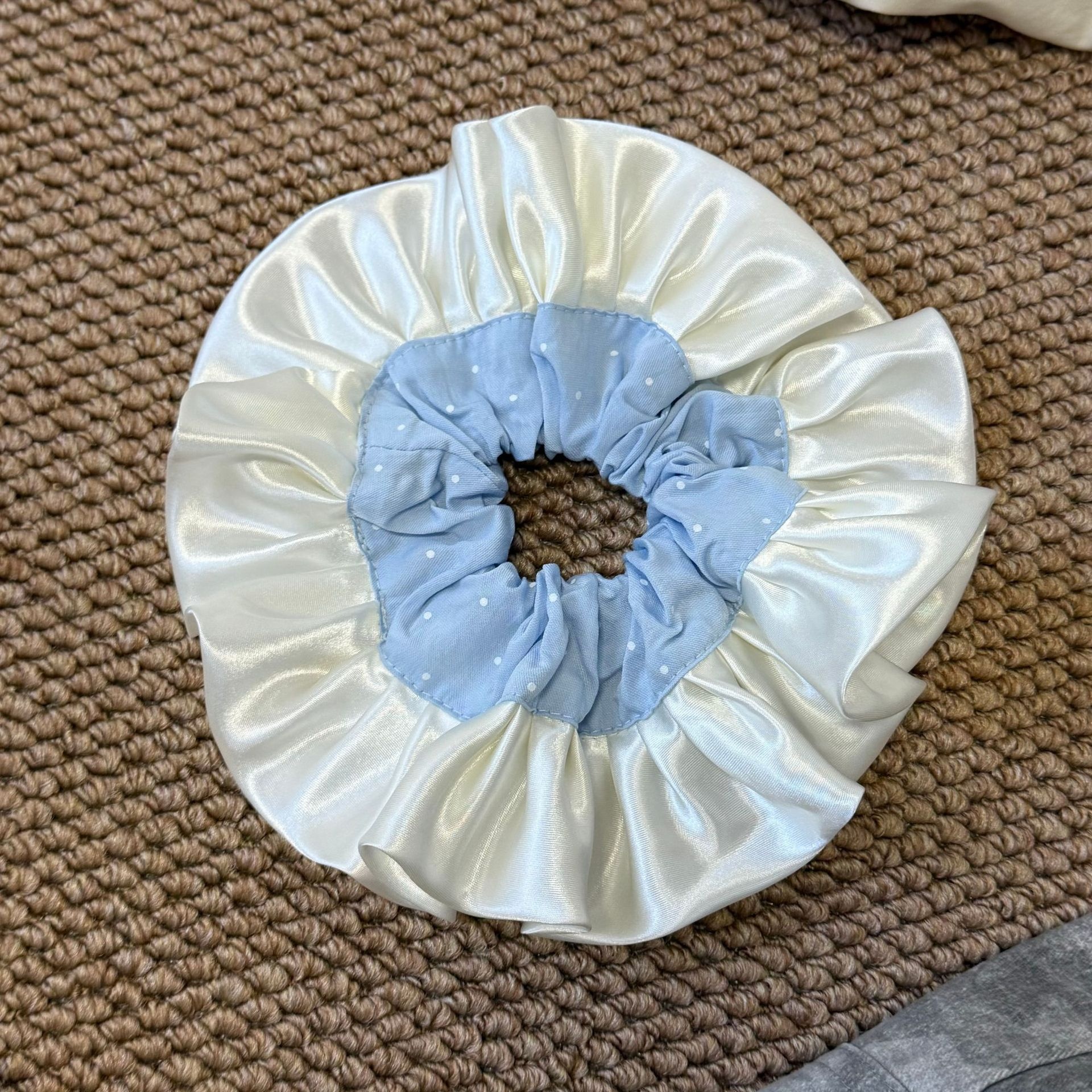 Women's Daily French Satin Elastic Hairband Blue Yellow Polka Dots