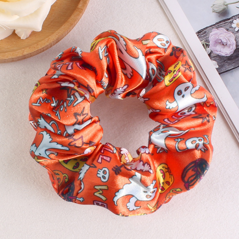 Women's Halloween Party Fabric Hair Scrunchies Colorful Skull Pattern