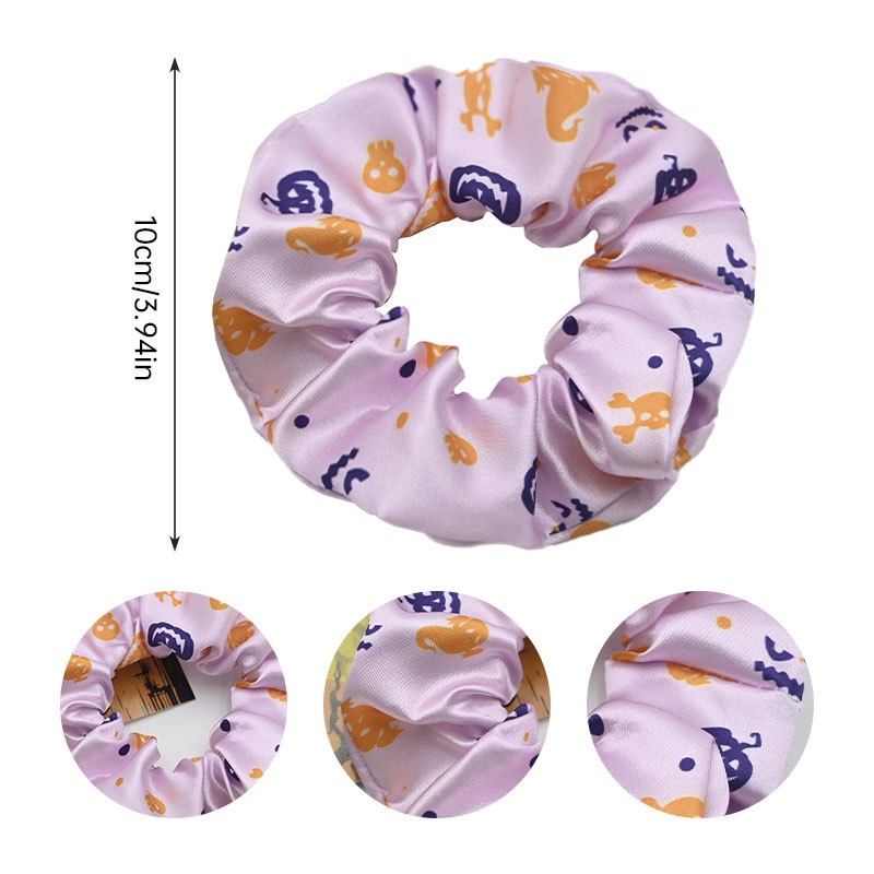 Women's Elastic Cloth Hair Scrunchie Cartoon Halloween Pumpkin Print