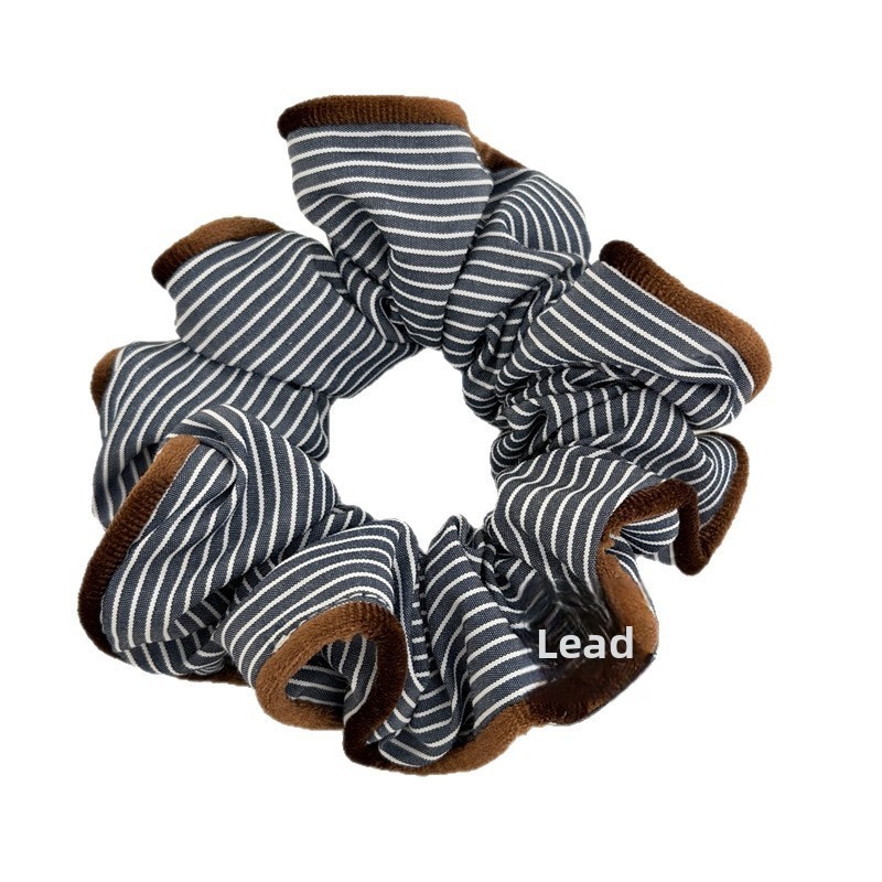 Women's All-Season Velvet Bubble Headband Navy Blue And Brown Striped