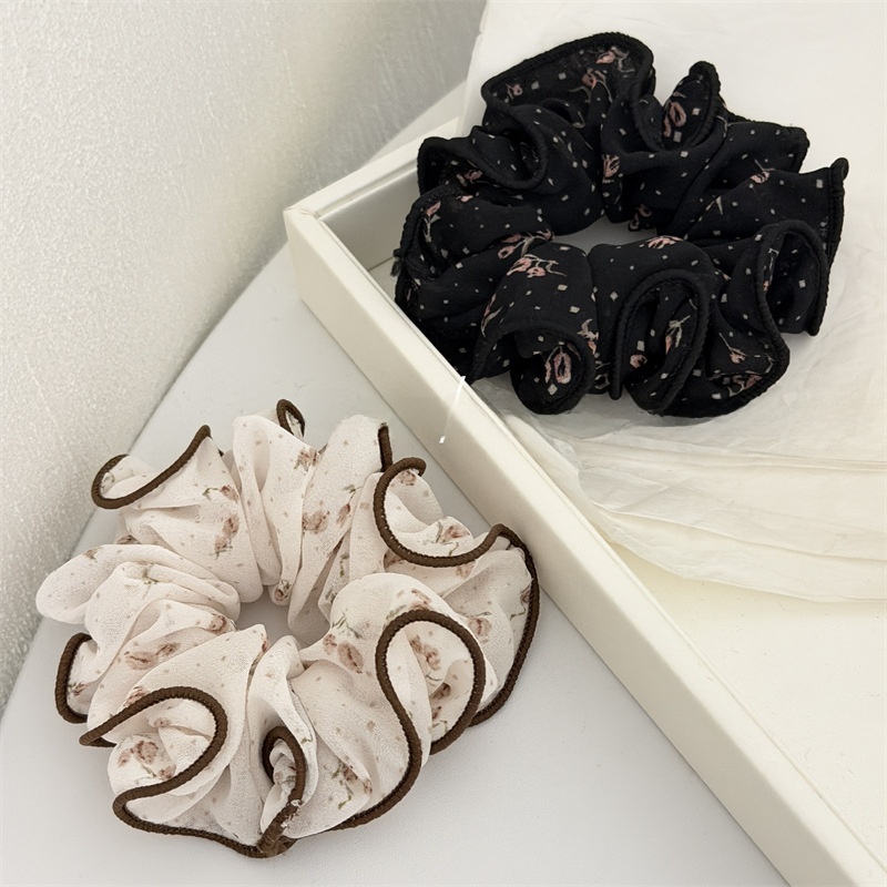 Women's Sweet Spring Soft Chiffon Hair Tie White Ditsy Floral