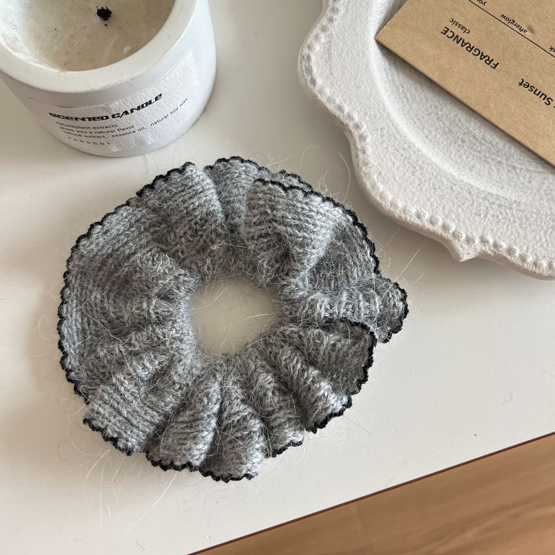 Women's Heavy Knit Double Layer Elastic Bun Headband Solid Blue