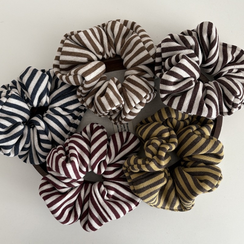 Women's Soft Knitted Winter Hair Elastic Band Striped Color Matching