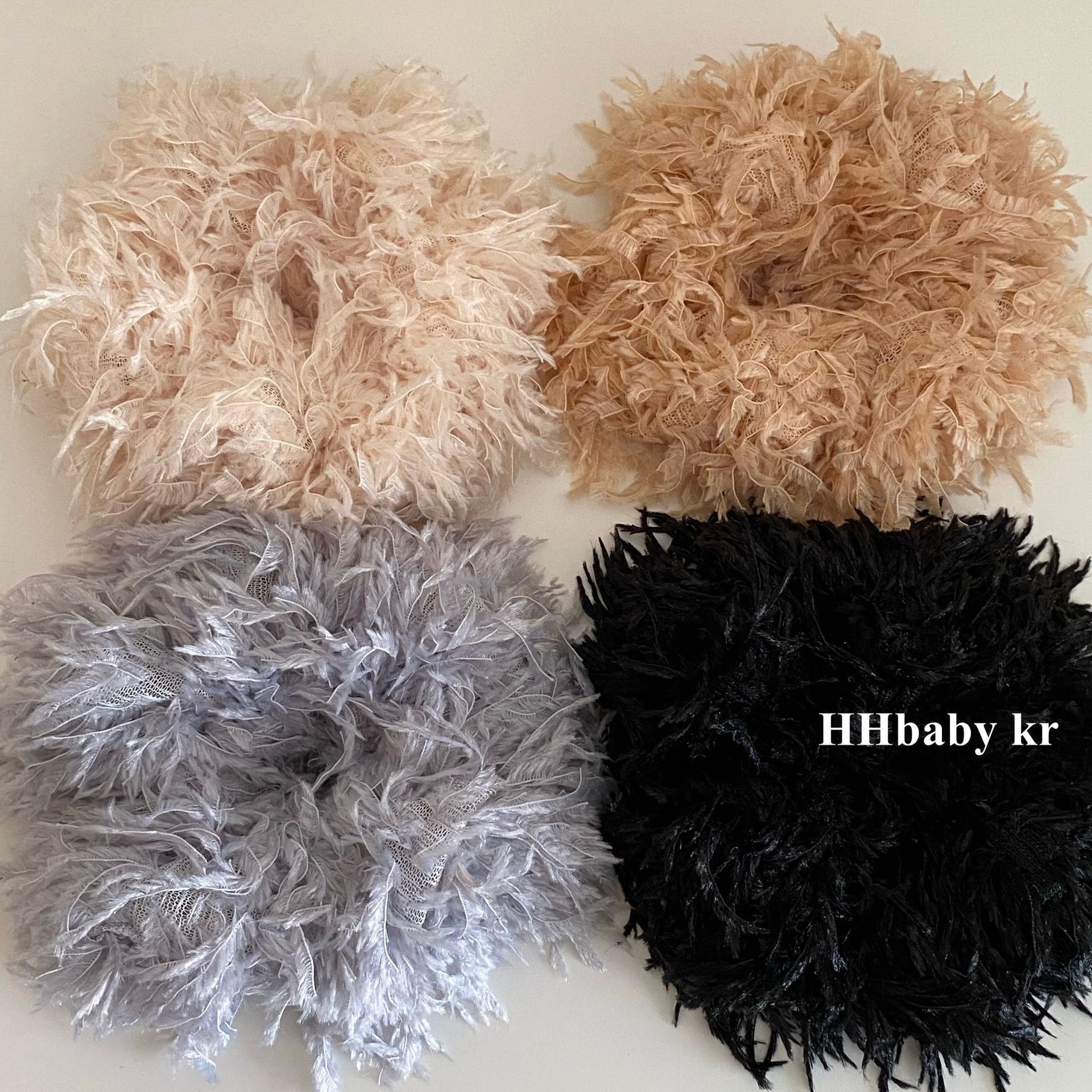 Women's Winter Fairy Feather Hair Tie Fluffy Scrunchie Solid Colors