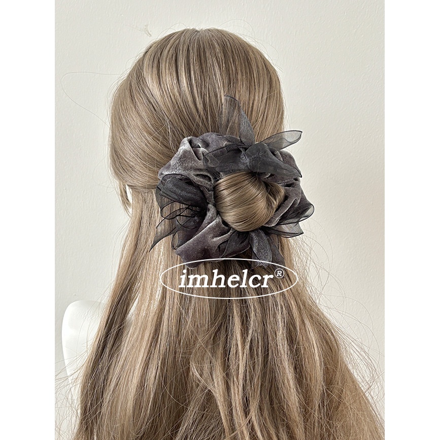 Women's Multifunctional Autumn Winter Velvet Hair Tie Black Lace Bowknot