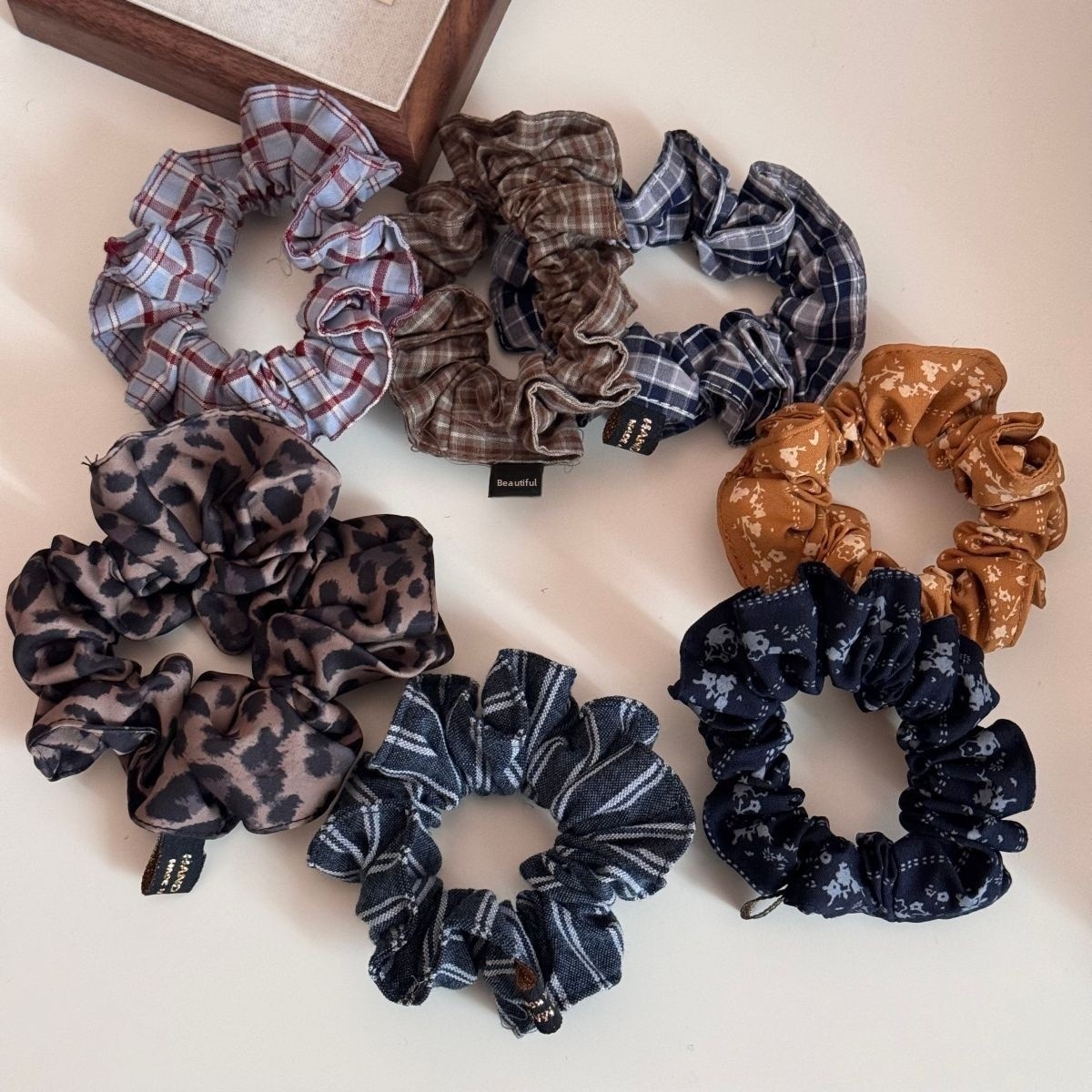 Women's Vintage Fabric Hair Tie Princess Band Artistic Floral and Plaid