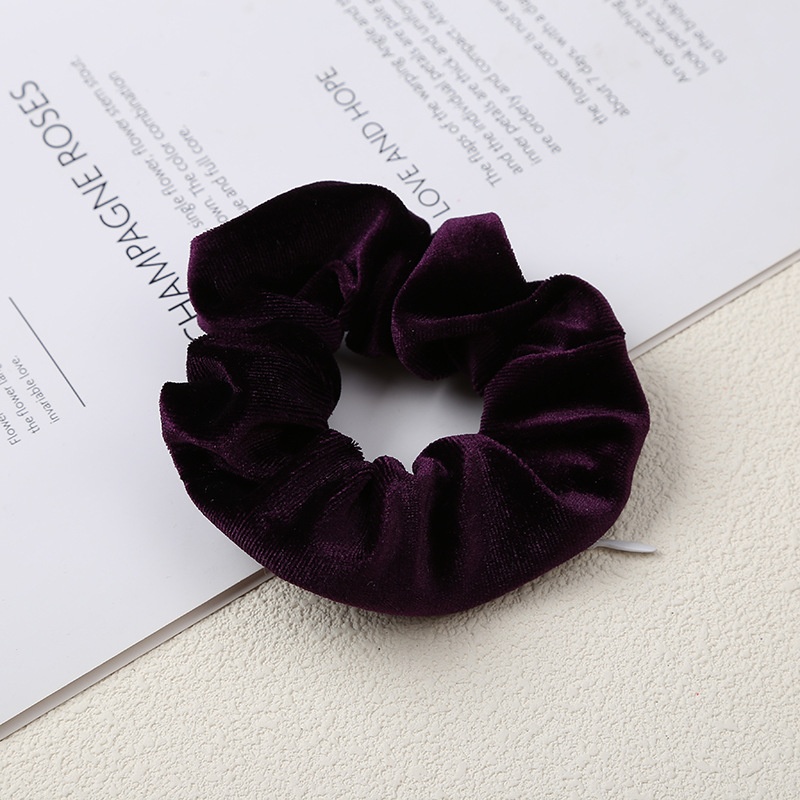 Women's Autumn Winter Velvet Zipper Scrunchie Hair Band Solid Color