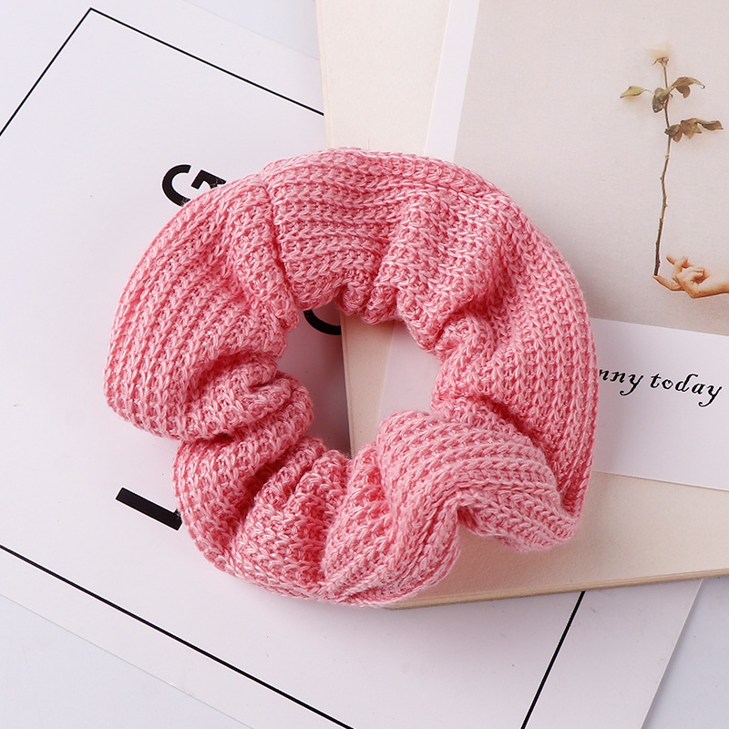 Women's Winter Thick Knitted Braided Hair Scrunchies Solid Color