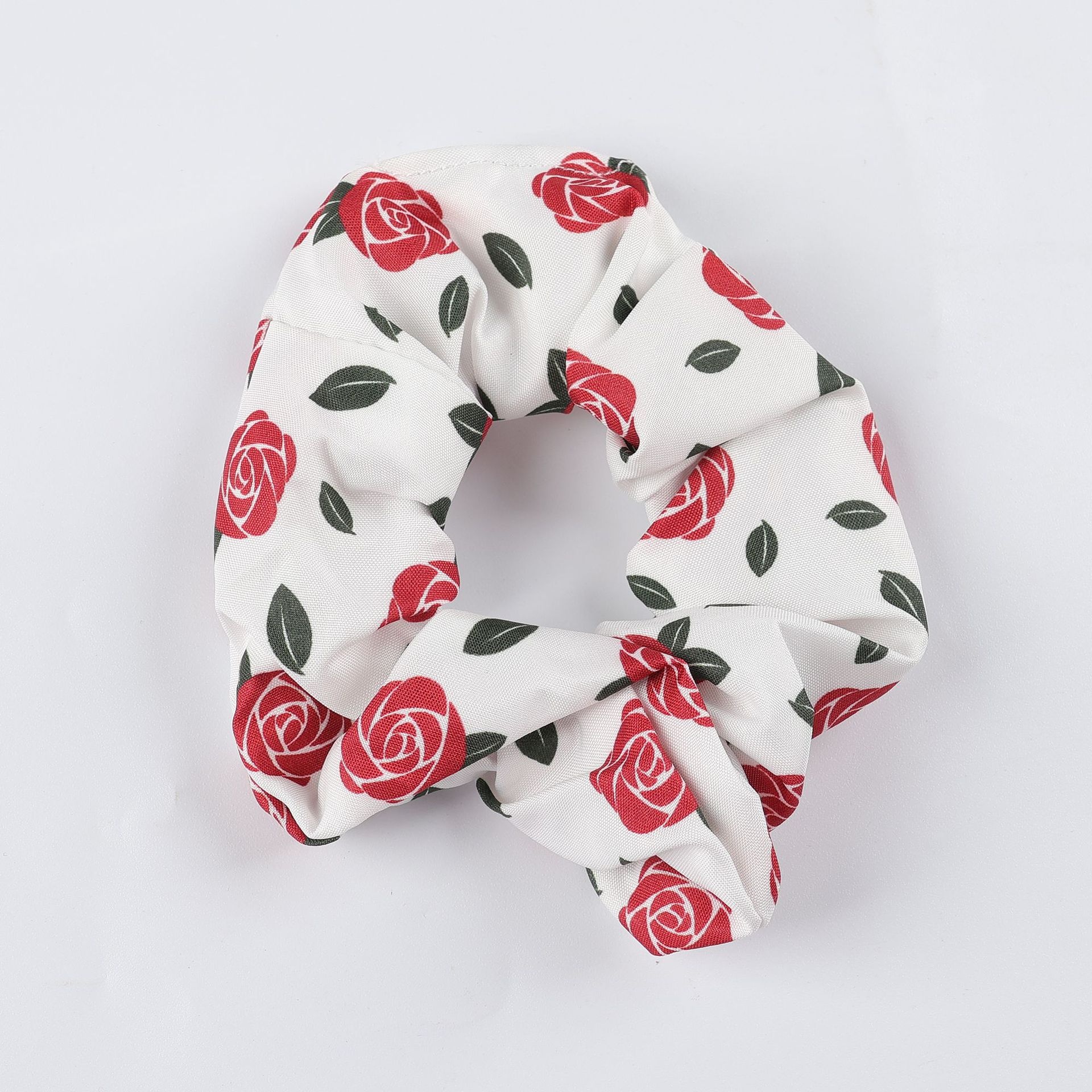 Women's Vintage Elastic Fabric Headband Hair Tie Red White Floral