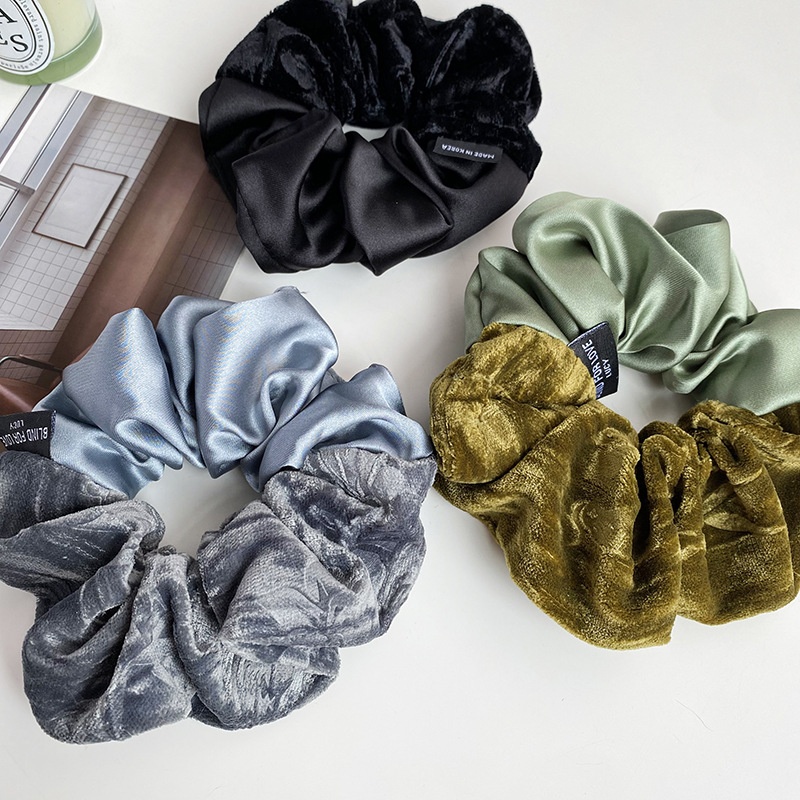 Women's Elegant Velvet Satin Hair Scrunchies Versatile French Print