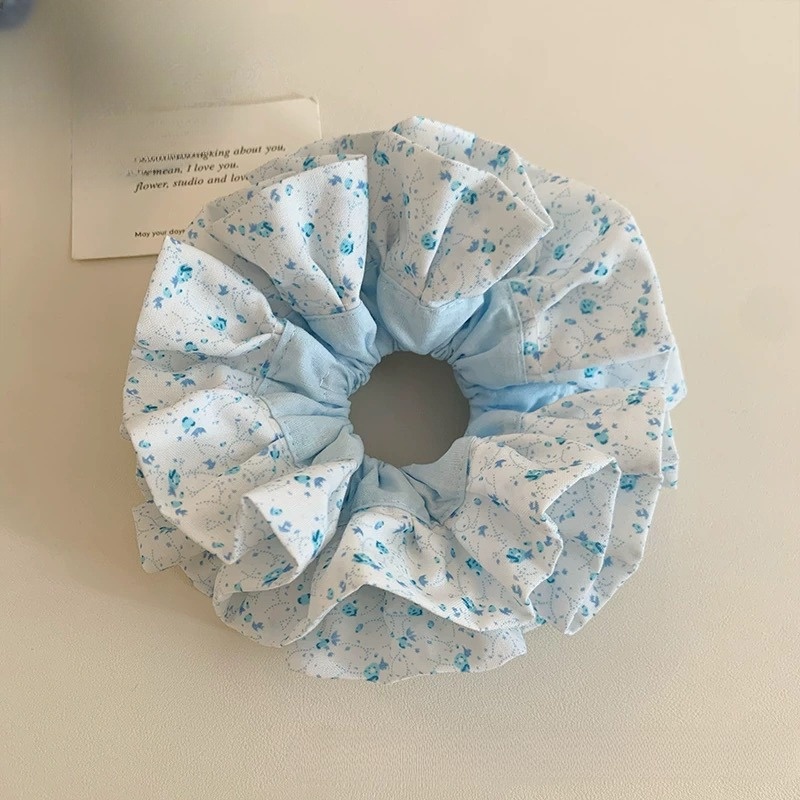 Women's Elegant Large Cloth Scrunchie Banquet Hair Tie Ditsy Floral