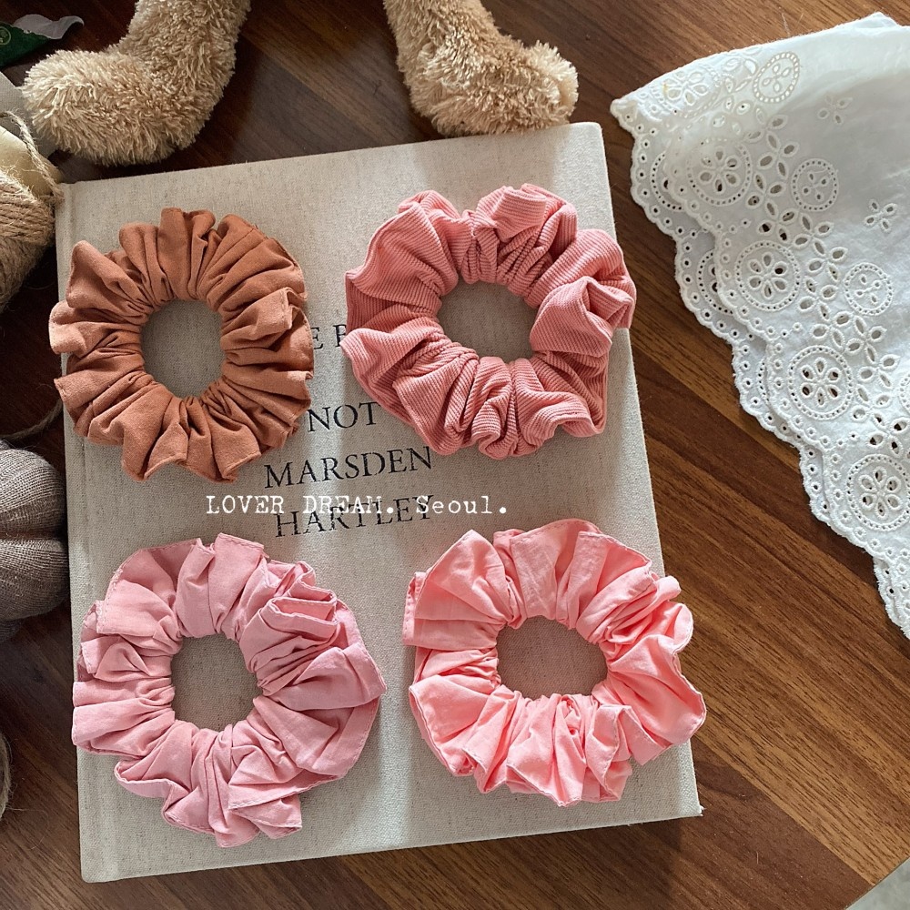 Women's Solid Blue Cloth Hair Tie, Simple Soft Fabric Scrunchie for Summer