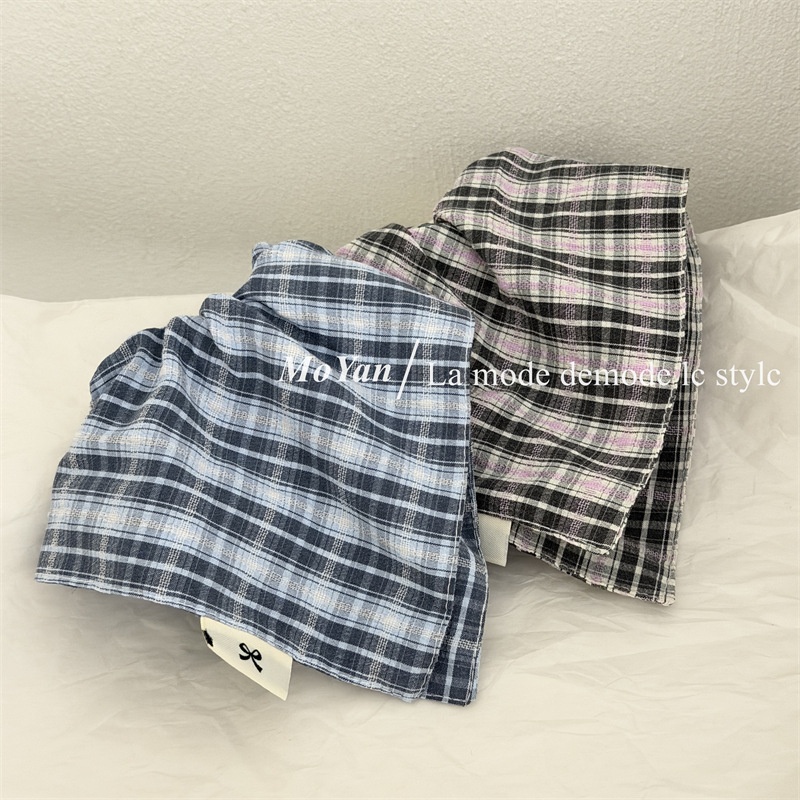 Women's Comfy Cloth Scrunchie Hair Tie For Daily Wear Blue Purple Plaid