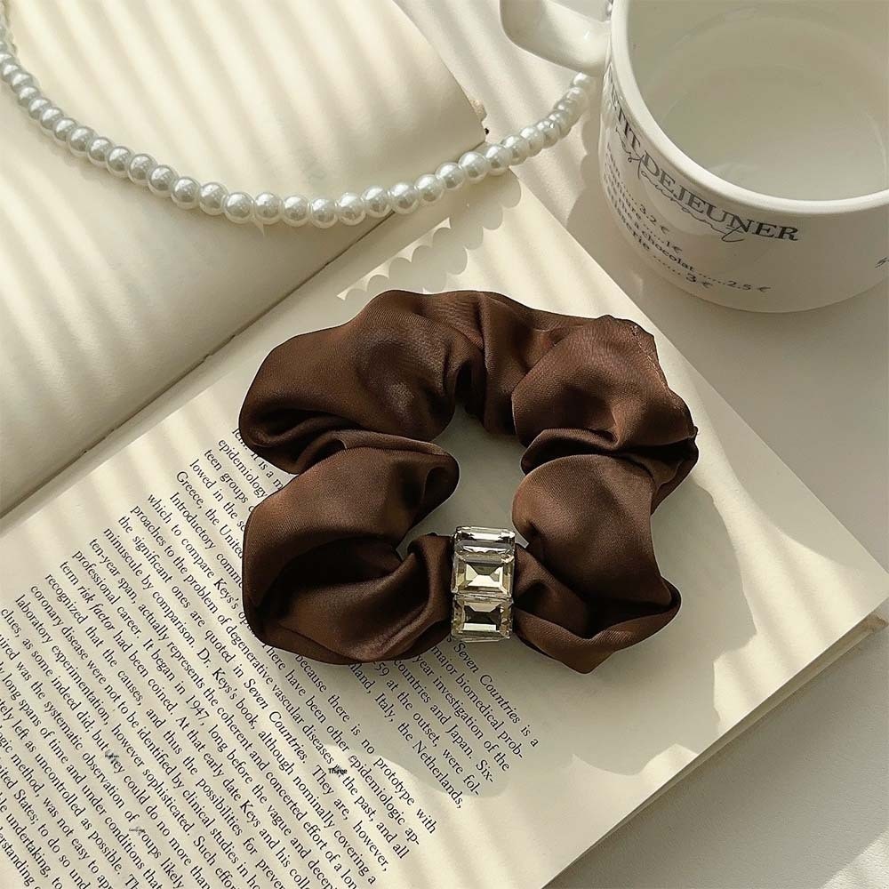 Women's Autumn Winter Satin Beaded Headband Black Floral Patchwork