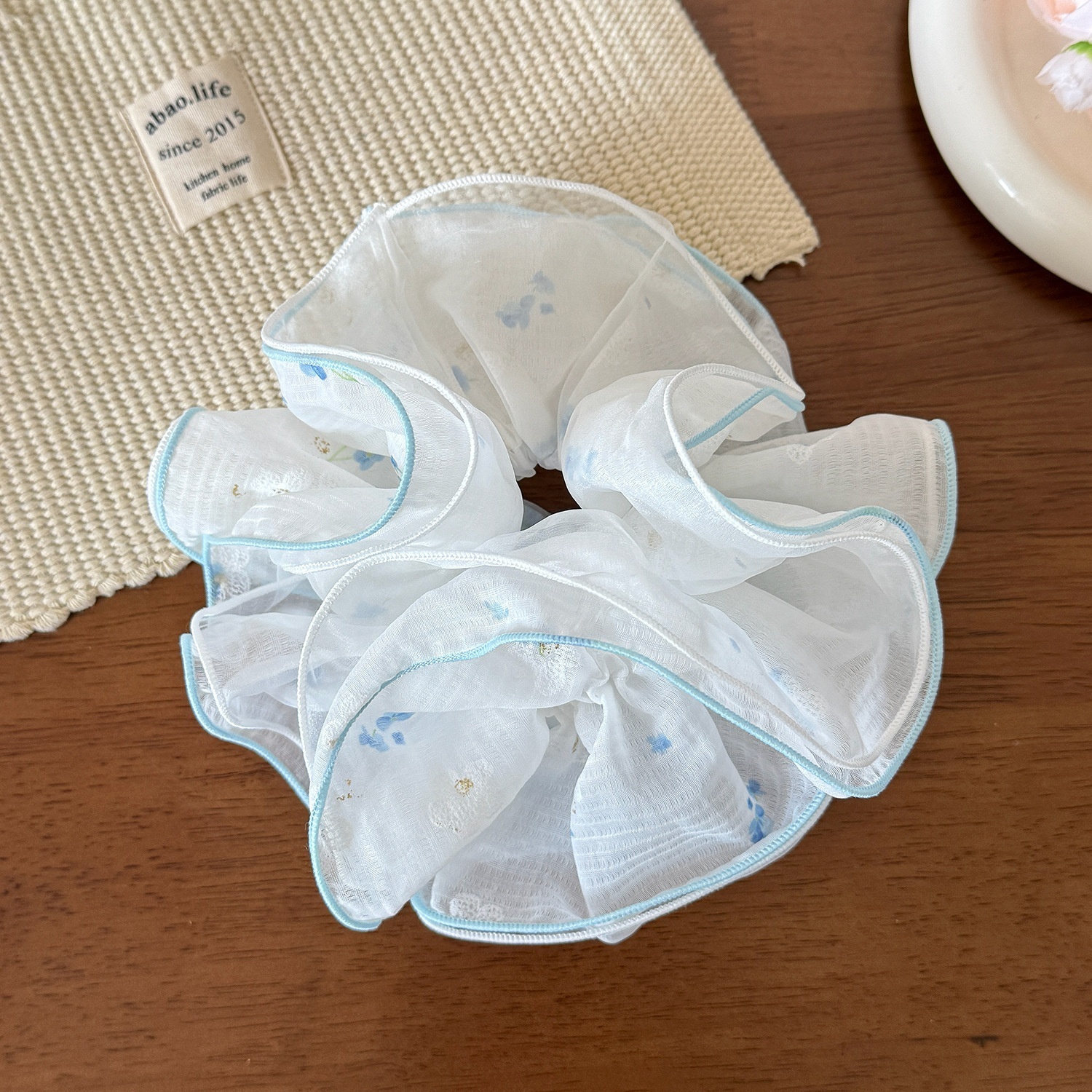 Women's Sweet Summer Vacation Soft Gauze Hair Tie Blue Purple Floral