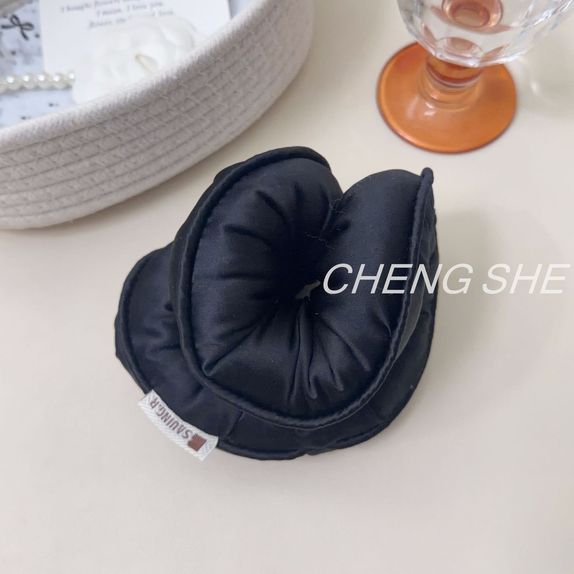 Women's Stylish Irregular Cloth Hair Tie For Spring Summer Solid Black