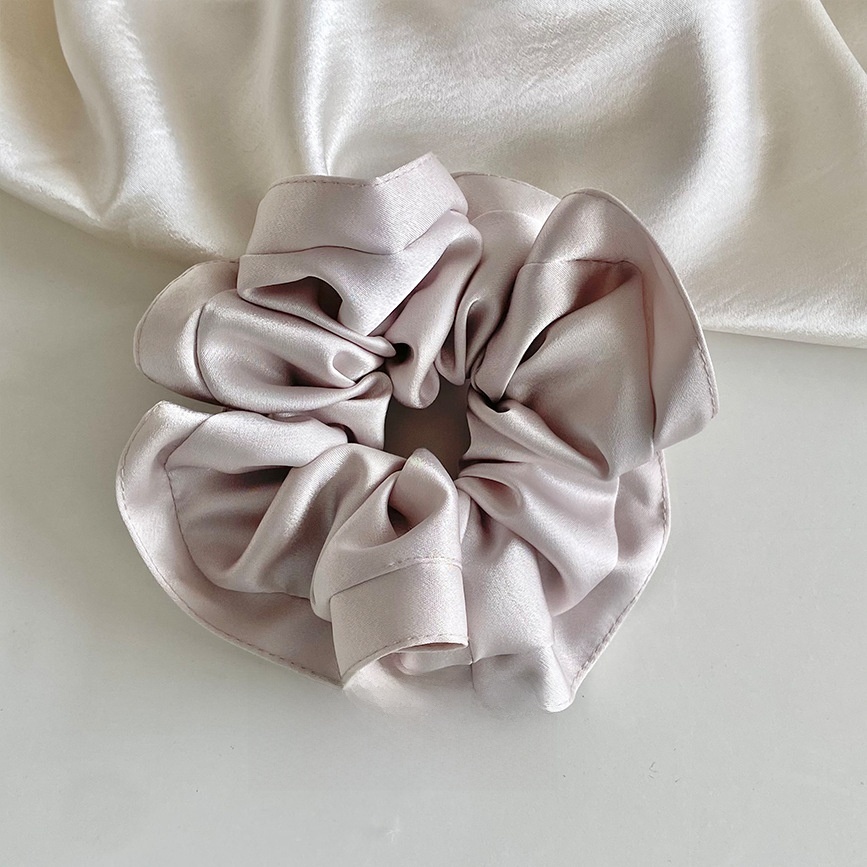 Women's Elegant Soft Satin Daily Hair Tie Scrunchie Solid Grey