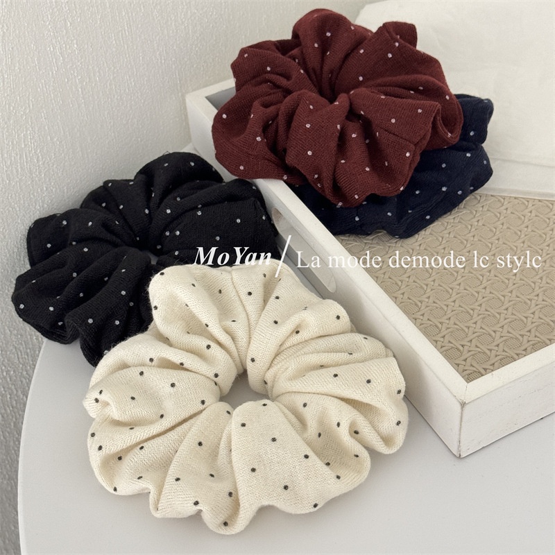 Women's Soft Knitted Low Ponytail Elastic Hair Bands Polka Dot
