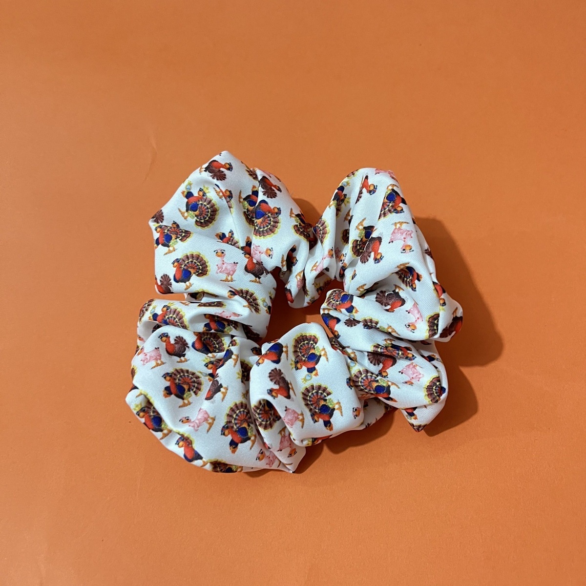 Women Versatile Fabric Hair Ties Assorted Turkey Pumpkin Patterns