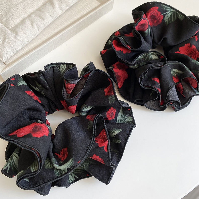 Women's Vintage Black Rose Flower Cloth Hairband for Spring Summer
