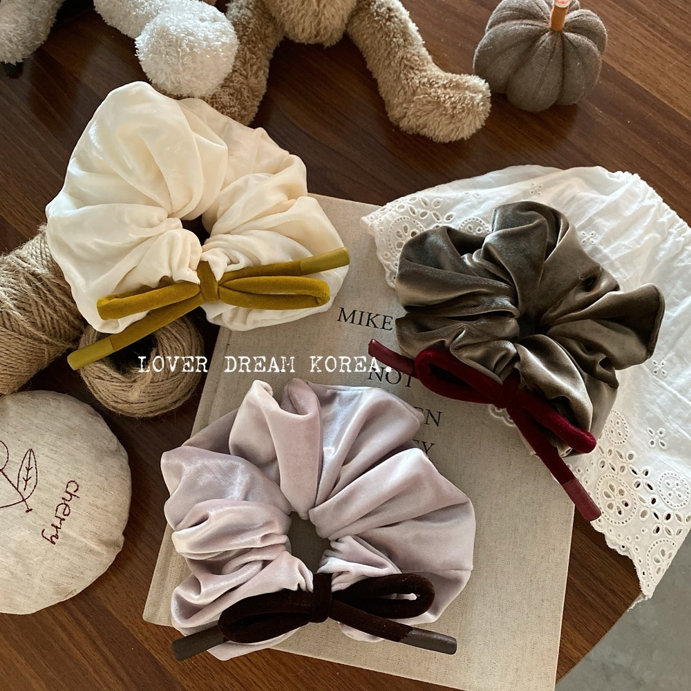 Women's Large Velvet Bun Styling Elastic Hairband French Bowknot