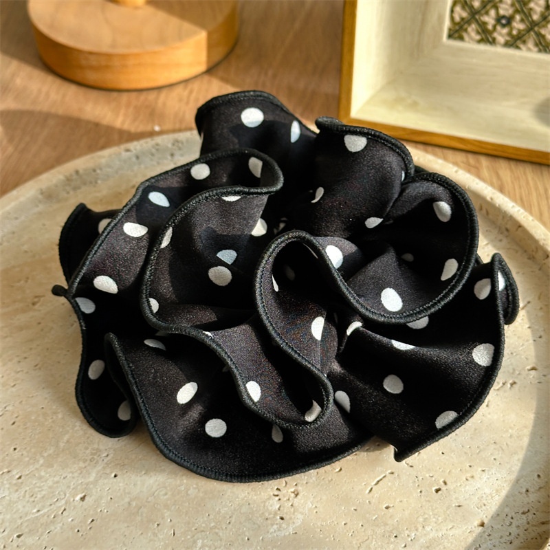 Women's Vintage Polyester Flower Hair Scrunchie Large Polka Dot