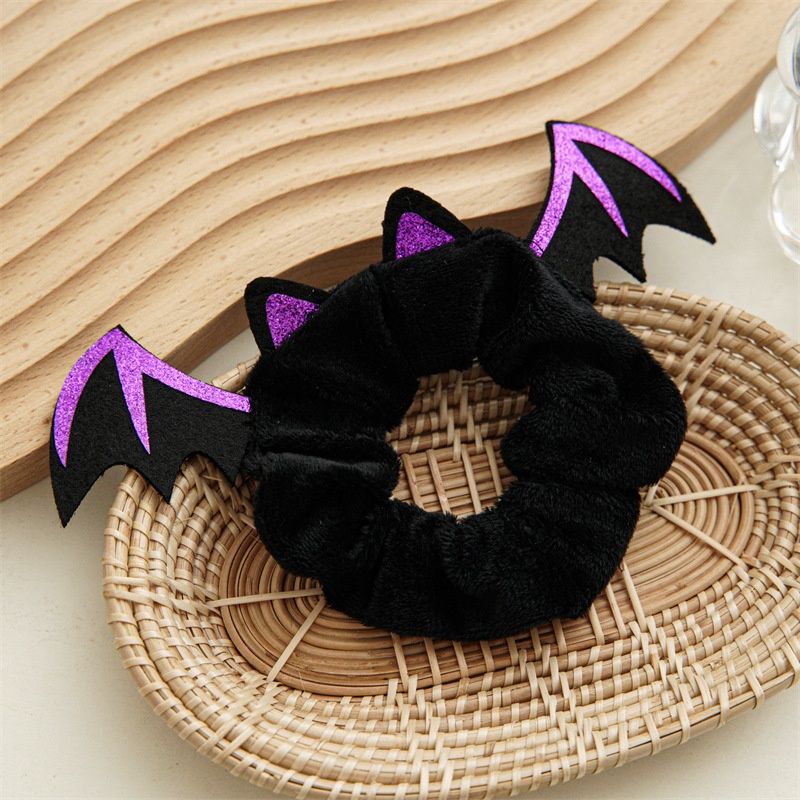 Women's Flannel Hair Scrunchie Solid Color For Halloween Christmas