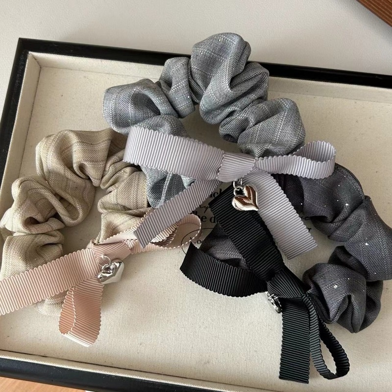 Women's Retro Cloth Bowknot Hair Tie For Elegant Styling Khaki Striped