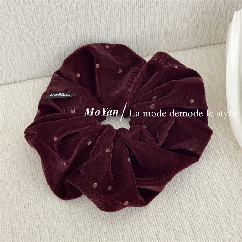 Women's Vintage Velvet Hair Ties For Autumn Winter Ponytails Polka Dot