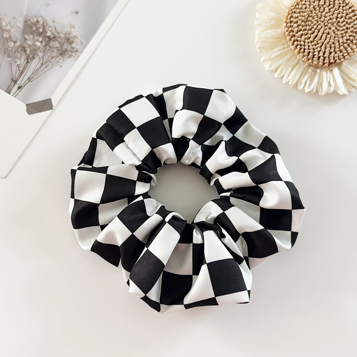 Women's Handmade Cloth Hair Ties Spooky Halloween Skull Spider Web Print