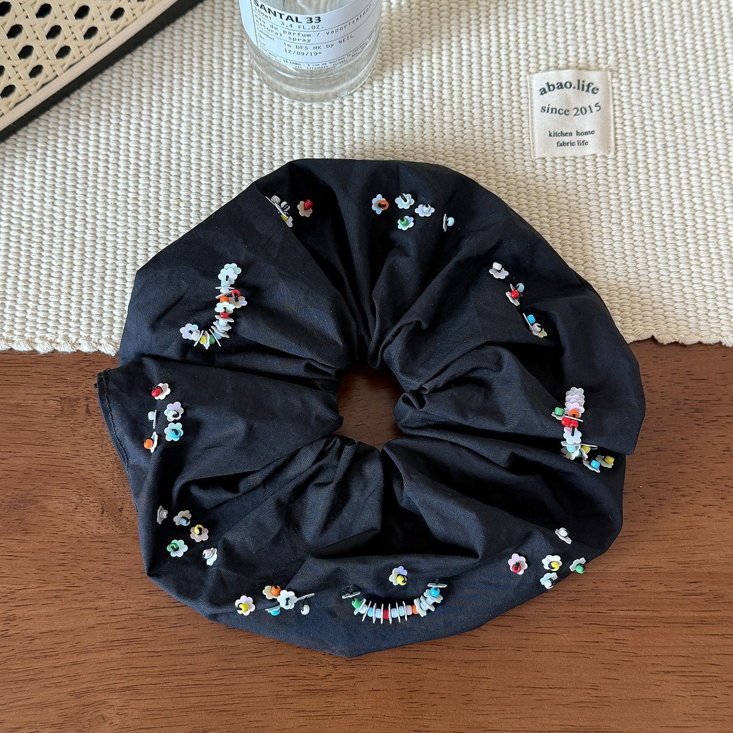 Women's Elastic Hair Tie Colorful Bean Beads Soft Forest Style Cloth Band