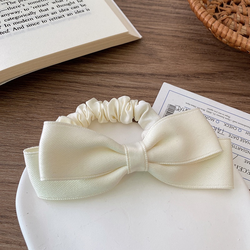 Women's Casual Satin Ballet Bowknot Scrunchie Hair Tie White Red Black