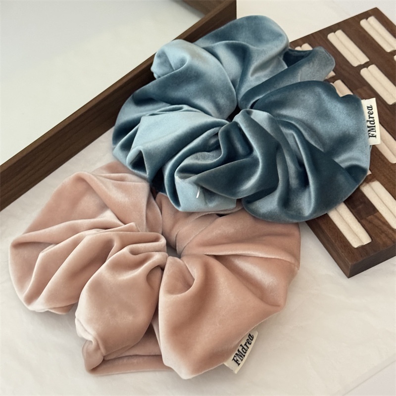 Women's Elegant Velvet Hair Tie For Winter Styling Solid Beige