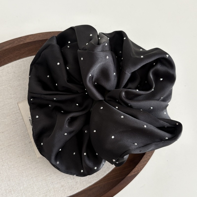 Women's Retro Rhinestone Star Satin Headband Solid Black And Beige