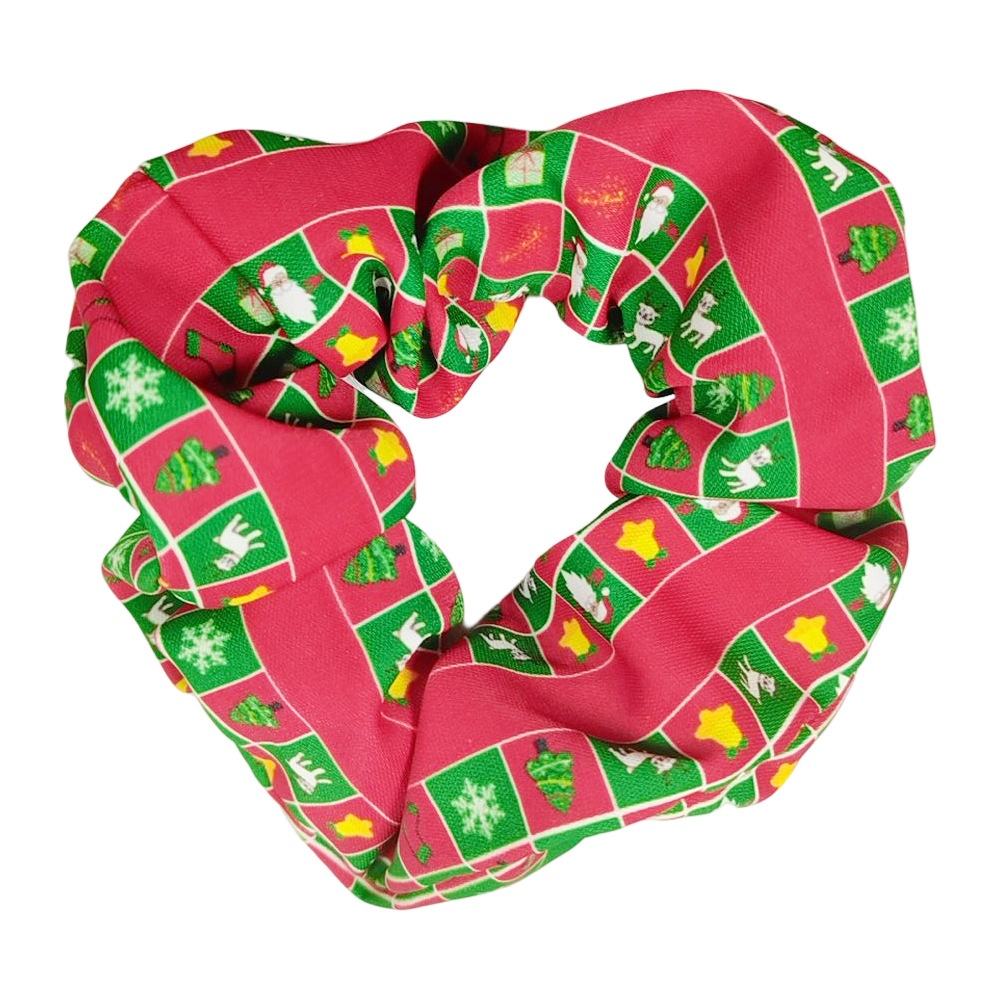 Women's Christmas Cloth Scrunchie Festival Hair Tie Solid Color