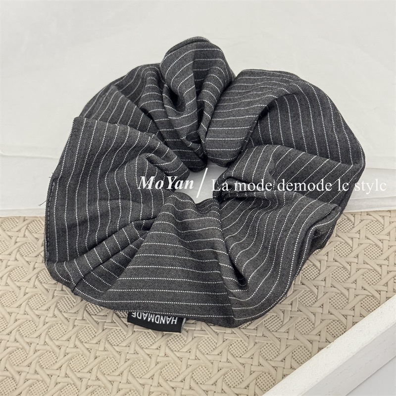Women's Large Striped Fabric Hair Band Elastic Casual Ponytail Holder
