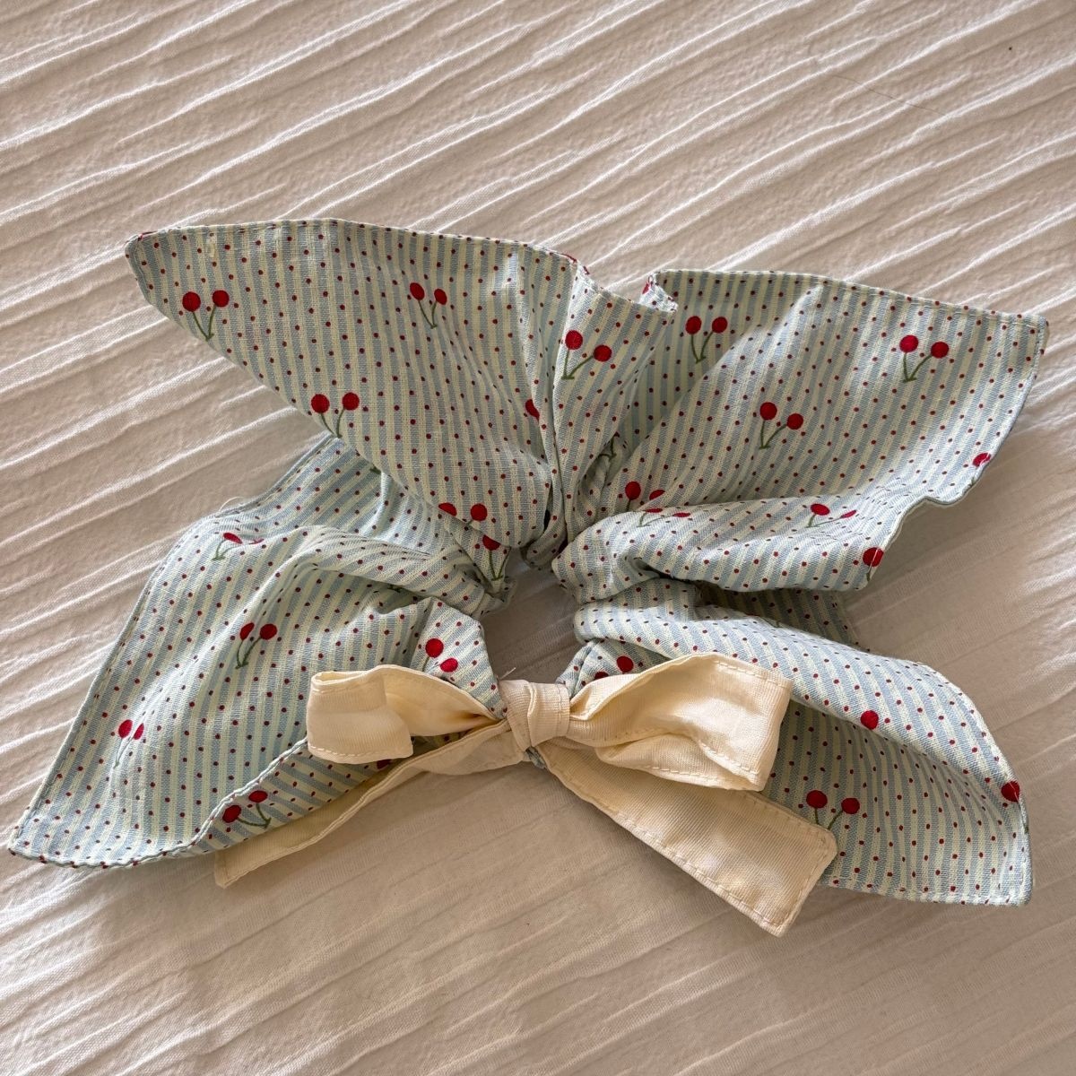 Women's Spring Soft Cloth Hair Tie Scrunchie Pink Sweet Cherry