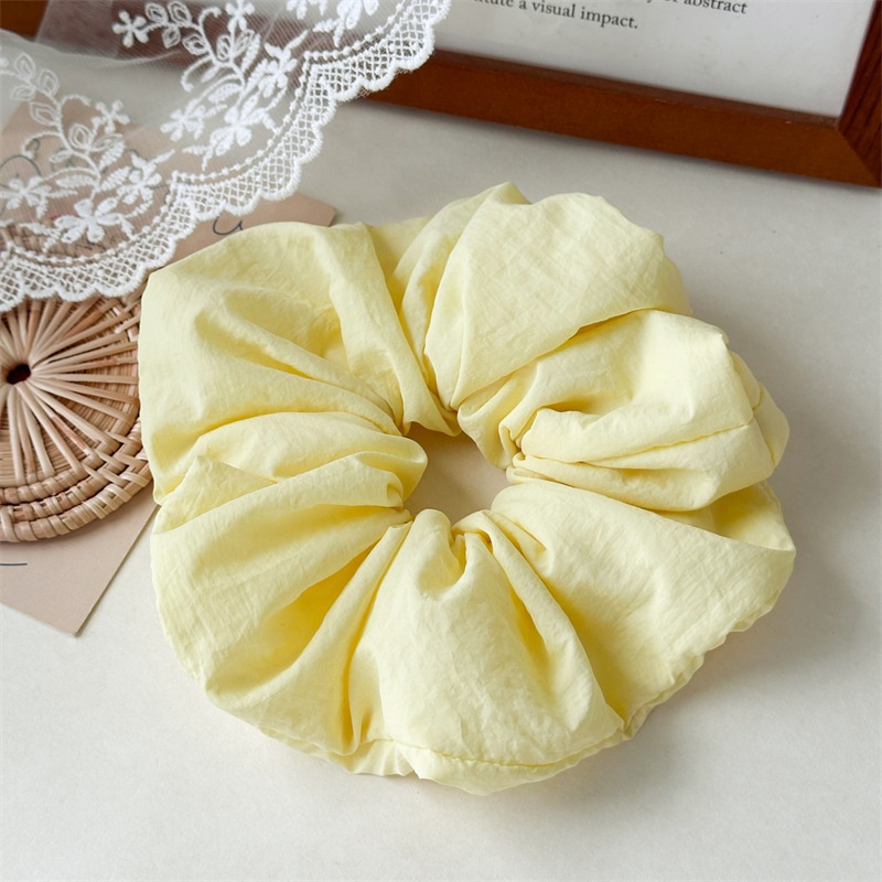 Women Fluffy Cloth Sponge Bun Scrunchies Elastic Ponytail Ties Creamy