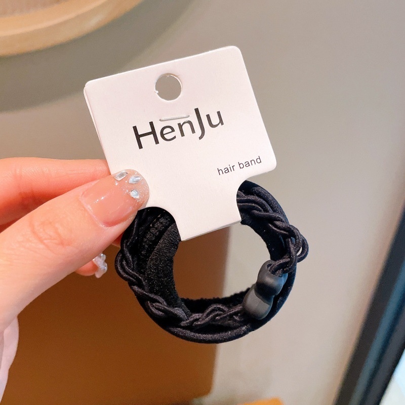 Women High Elastic Cloth Hair Ties 4pcs No Pull Casual Solid Floral