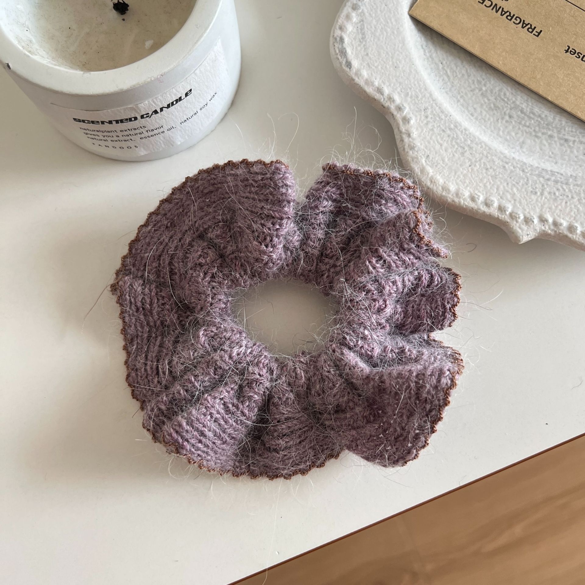 Women's Heavy Knit Double Layer Elastic Bun Headband Solid Blue