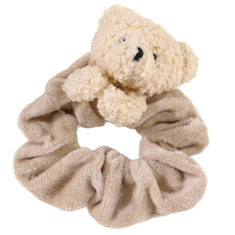 Girls Velvet Hair Tie Large Elastic Band Autumn Winter Cute Little Bear