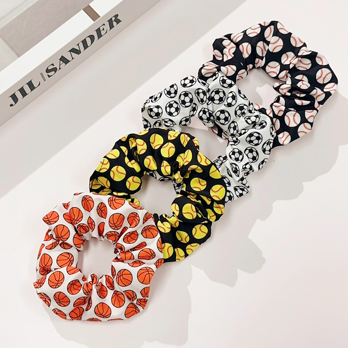 Women's Sport Fabric Scrunchie Hair Tie Basketball Football Print