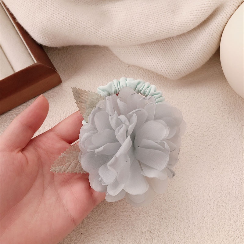 Women's Handmade Spring Ponytail Scrunchie Large Magnolia Flower