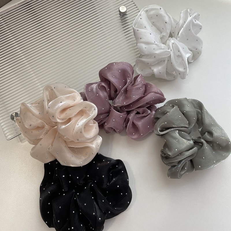 Women's Daily Handmade Rhinestone Satin Scrunchie Hair Tie Solid Color