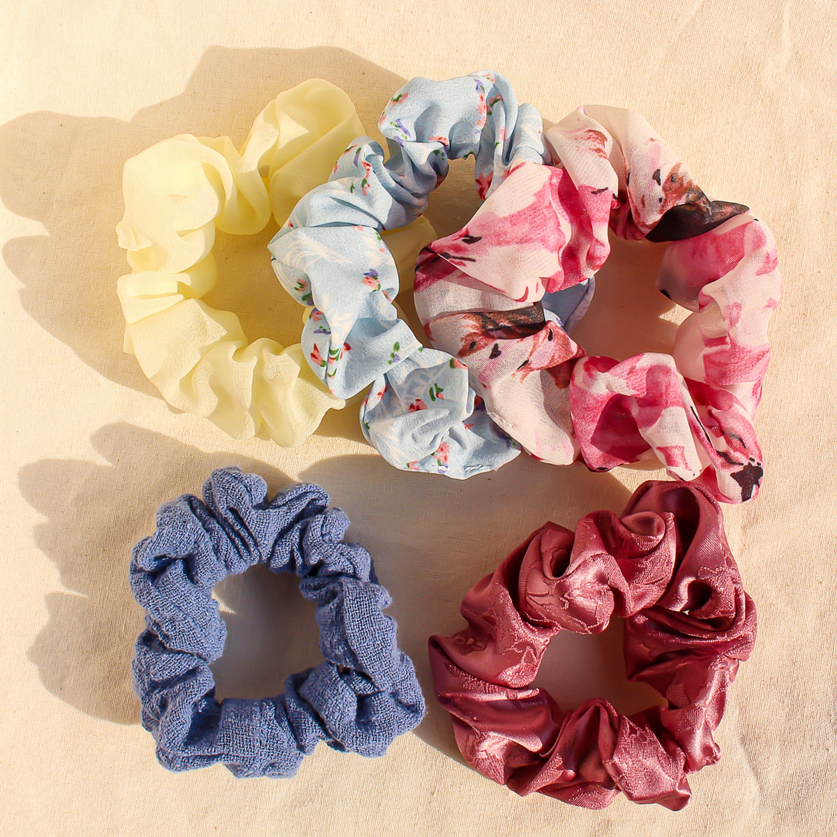 Women's Beach Chiffon Hair Scrunchies Multicolor Daisy Floral