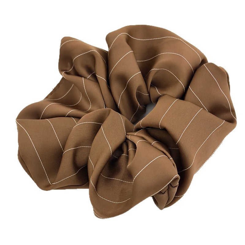 Women's Vintage Cloth Scrunchie Hair Tie Striped Apricot Coffee Black