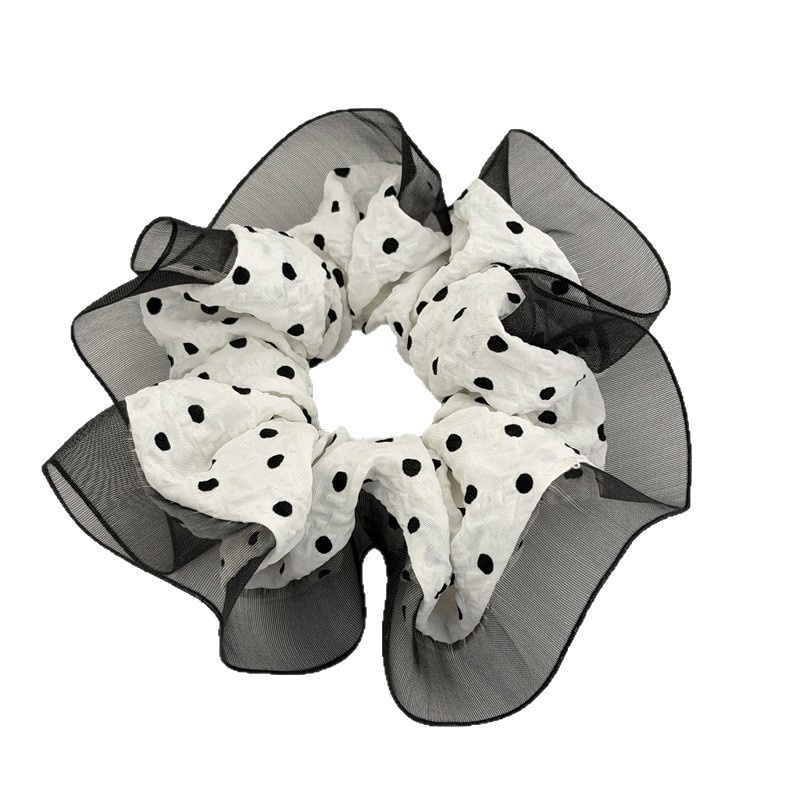 Women's Spring French Style Gauze Hair Tie Classic Polka Dots